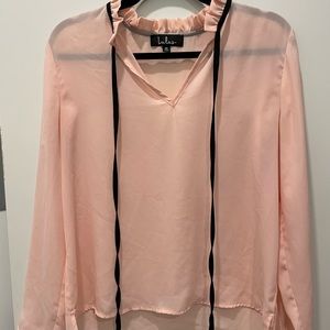 lulus long sleeve sheer top front tie